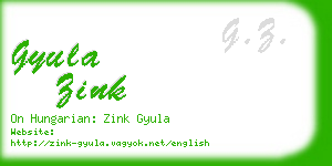 gyula zink business card